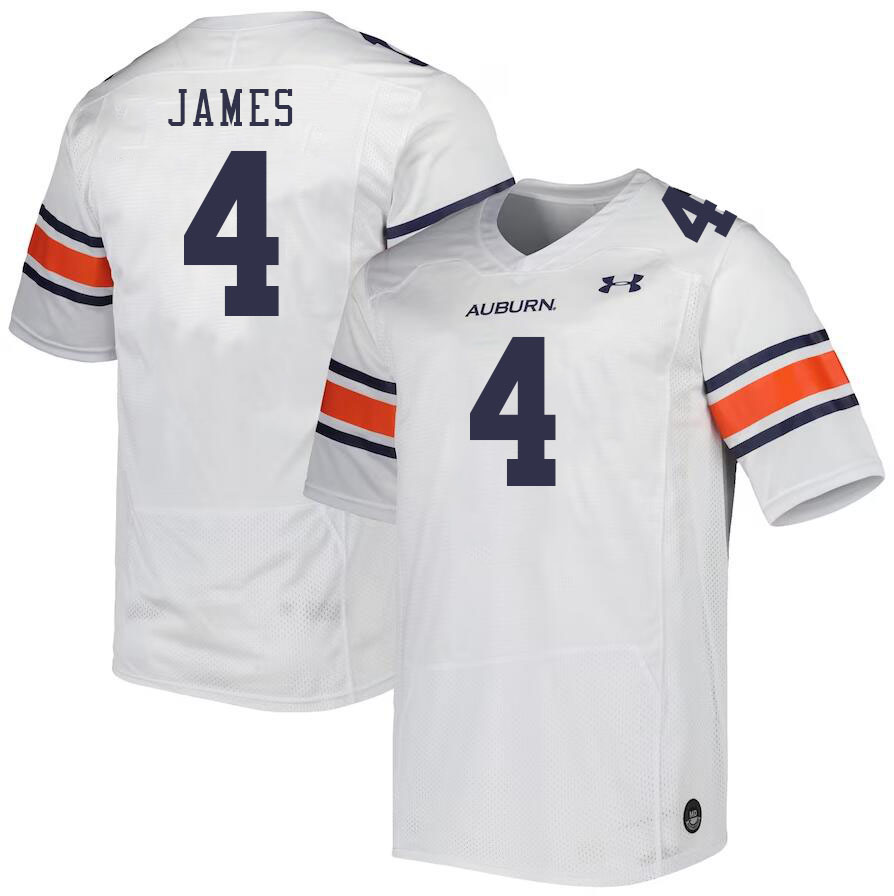Men #4 D.J. James Auburn Tigers College Football Jerseys Stitched-White - Click Image to Close